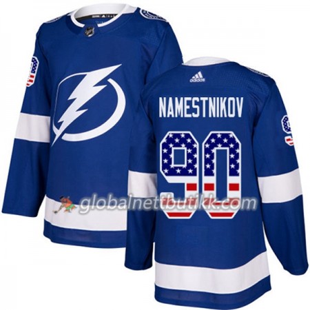 Tampa Bay Lightning Hockeydrakt Vladislav Namestnikov 90 2017-2018 USA Flag Fashion Blå Adidas Authentic - Herre